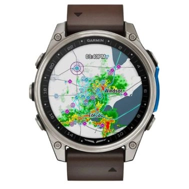Montre Garmin D2 Mach 2 Pro AMOLED Titane bracelet cuir marron 47 mm