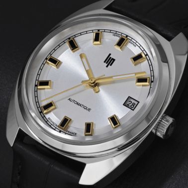 Lip Général De Gaulle automatic silver dial black leather strap 35 mm