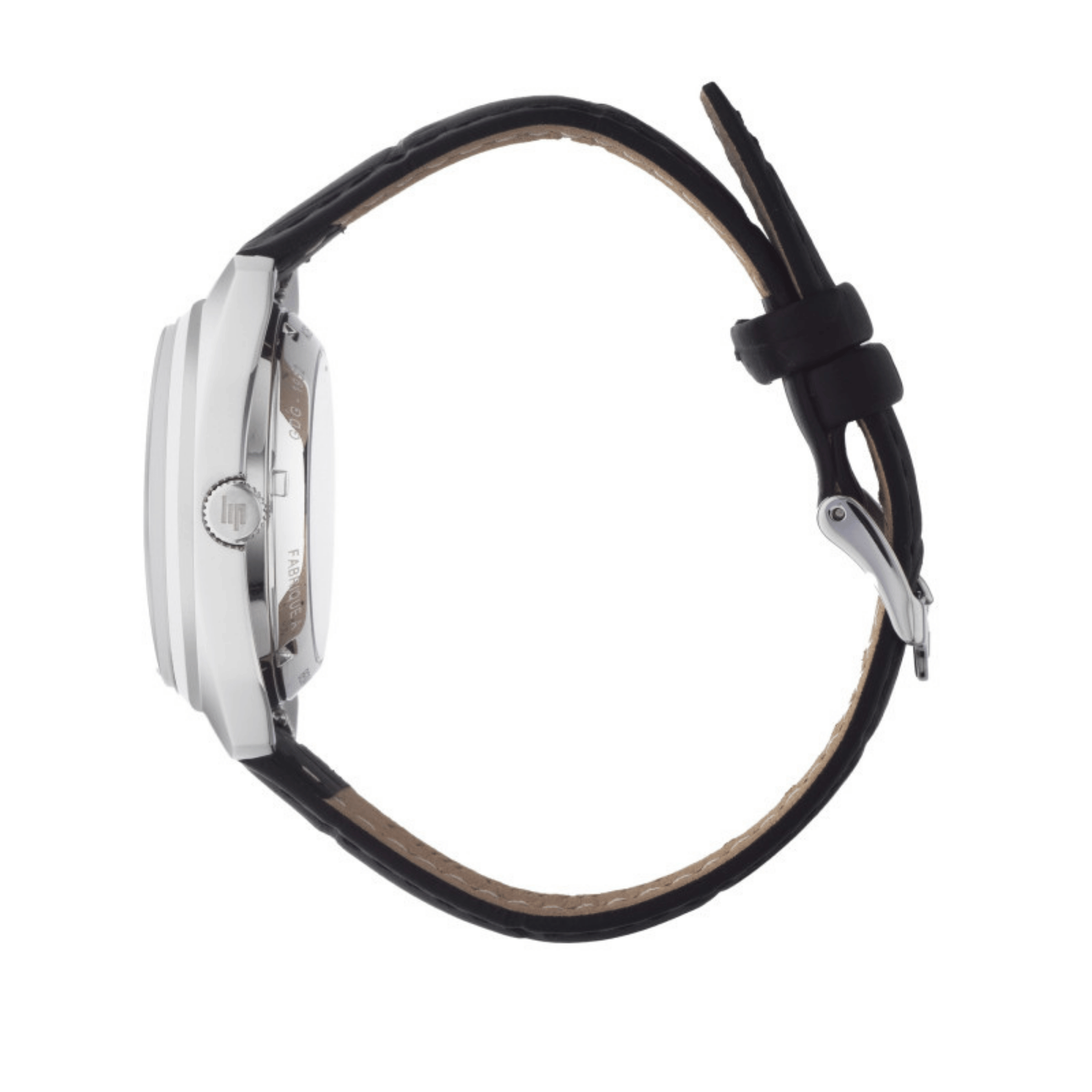 Lip Général De Gaulle automatic silver dial black leather strap 35 mm