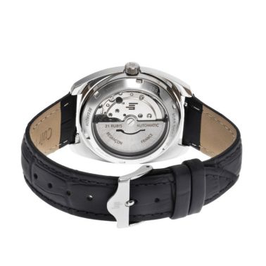 Lip Général De Gaulle automatic silver dial black leather strap 35 mm
