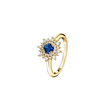 Lepage Dentelle ring in yellow gold, sapphire and diamonds
