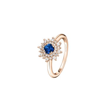 Lepage Dentelle ring in rose gold, sapphire and diamonds
