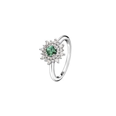 Bague Lepage Dentelle en or blanc, saphir vert et diamants