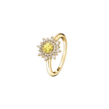 Lepage Dentelle ring in yellow gold, yellow sapphire and diamonds