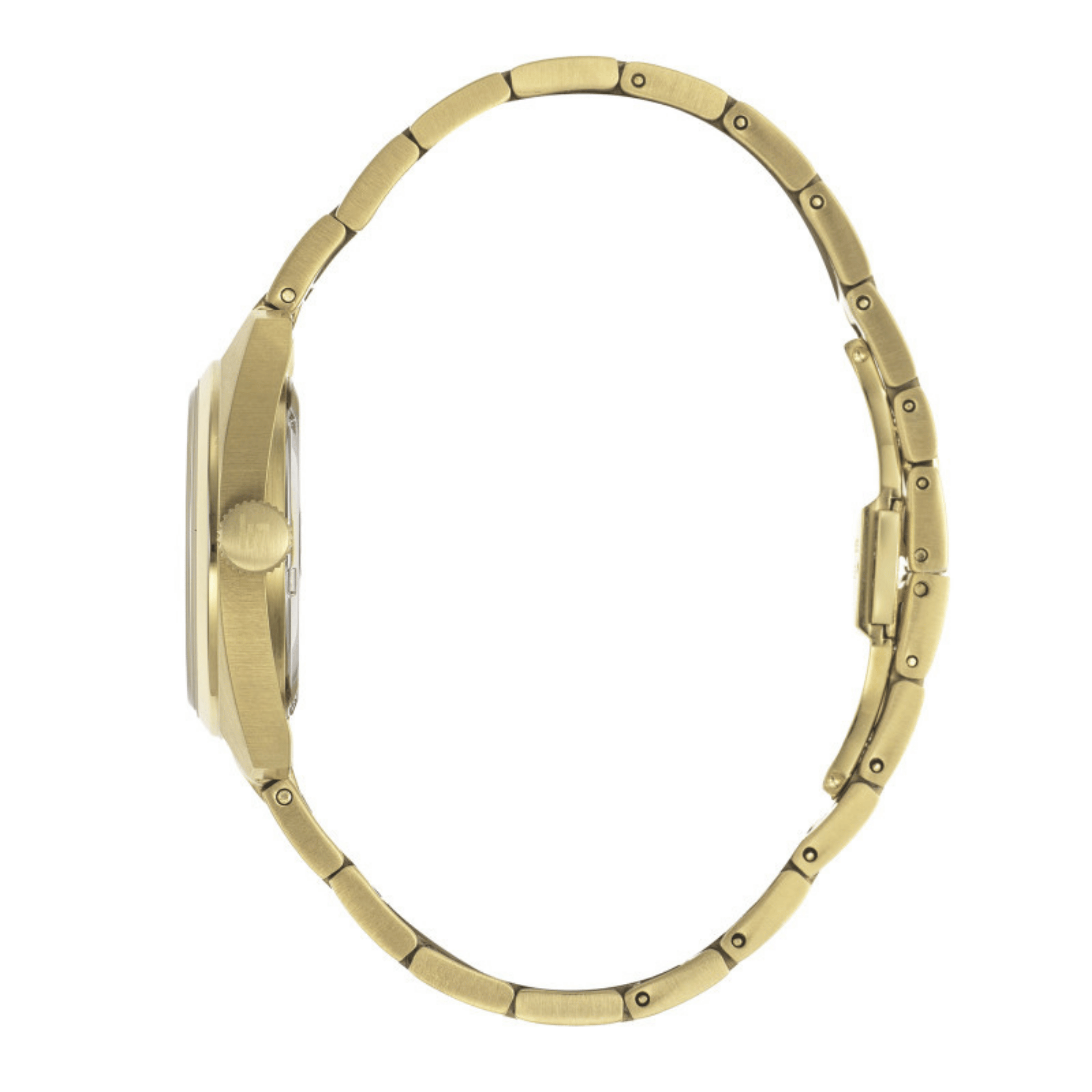Montre Lip Général De Gaulle dorée quartz cadran argent bracelet acier PVD or jaune 31 mm