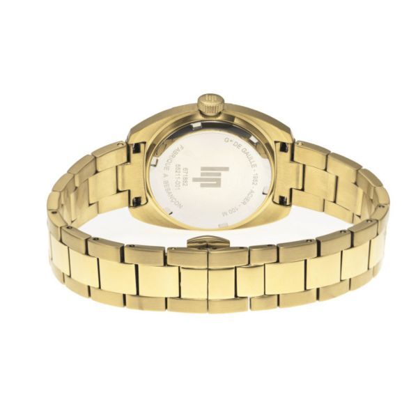 Montre Lip Général De Gaulle dorée quartz cadran argent bracelet acier PVD or jaune 31 mm