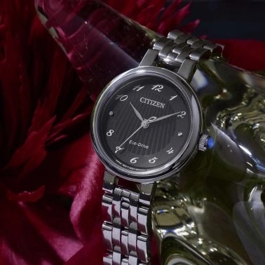 Citizen L Eco-Drive black dial steel bracelet 28 mm