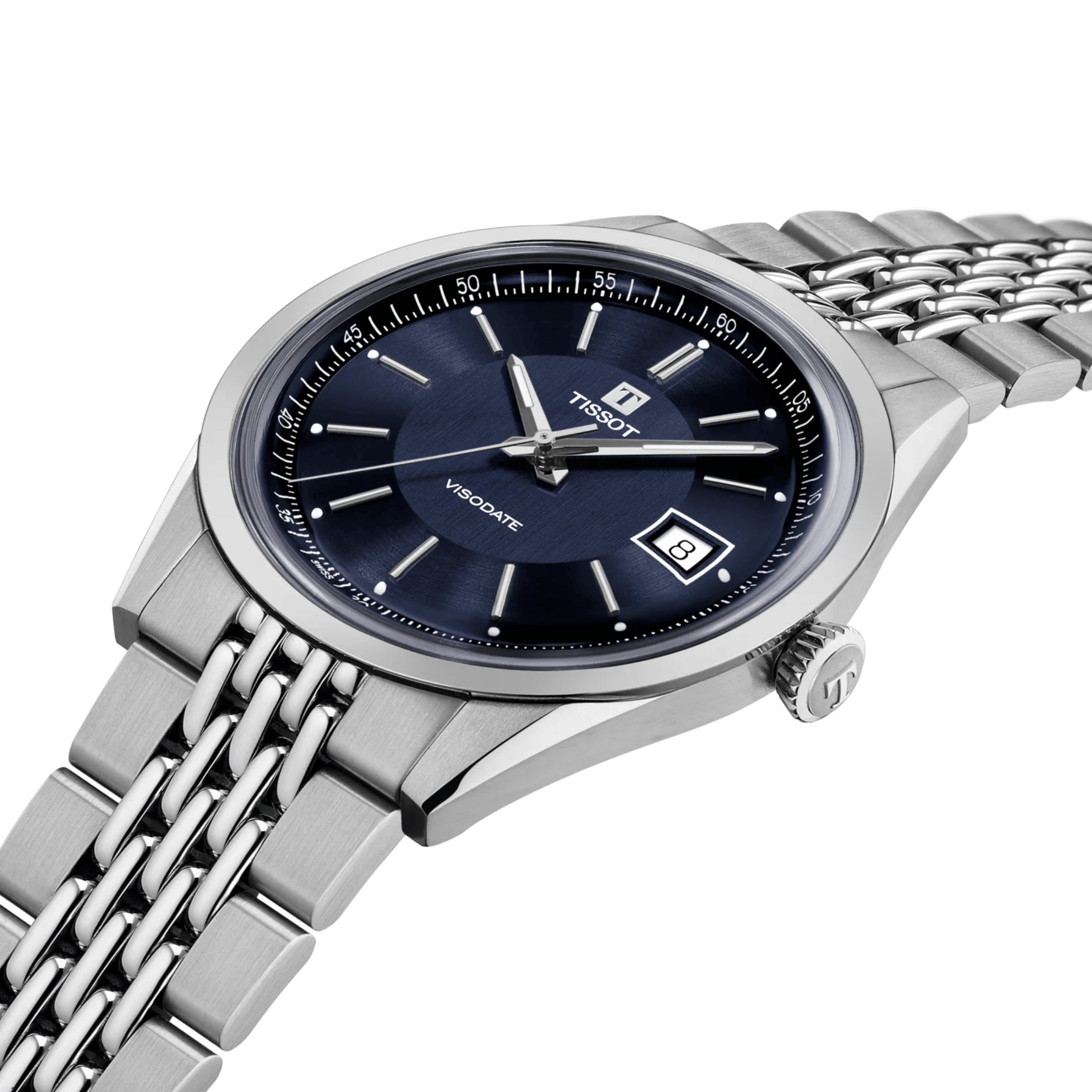 Tissot Visodate Powermatic 80 blue dial steel bracelet 39 mm