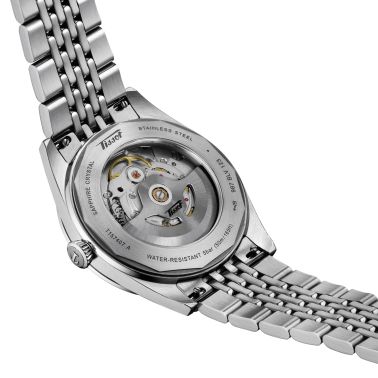 Tissot Visodate Powermatic 80 black dial steel bracelet 39 mm