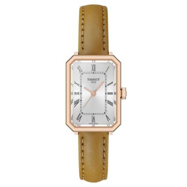 Montre Tissot SRV quartz cadran argenté cuir marron 30 x 21,8 mm