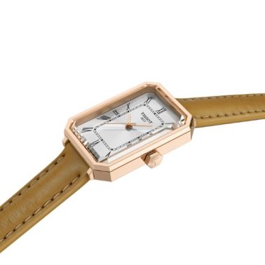 Montre Tissot SRV quartz cadran argenté cuir marron 30 x 21,8 mm