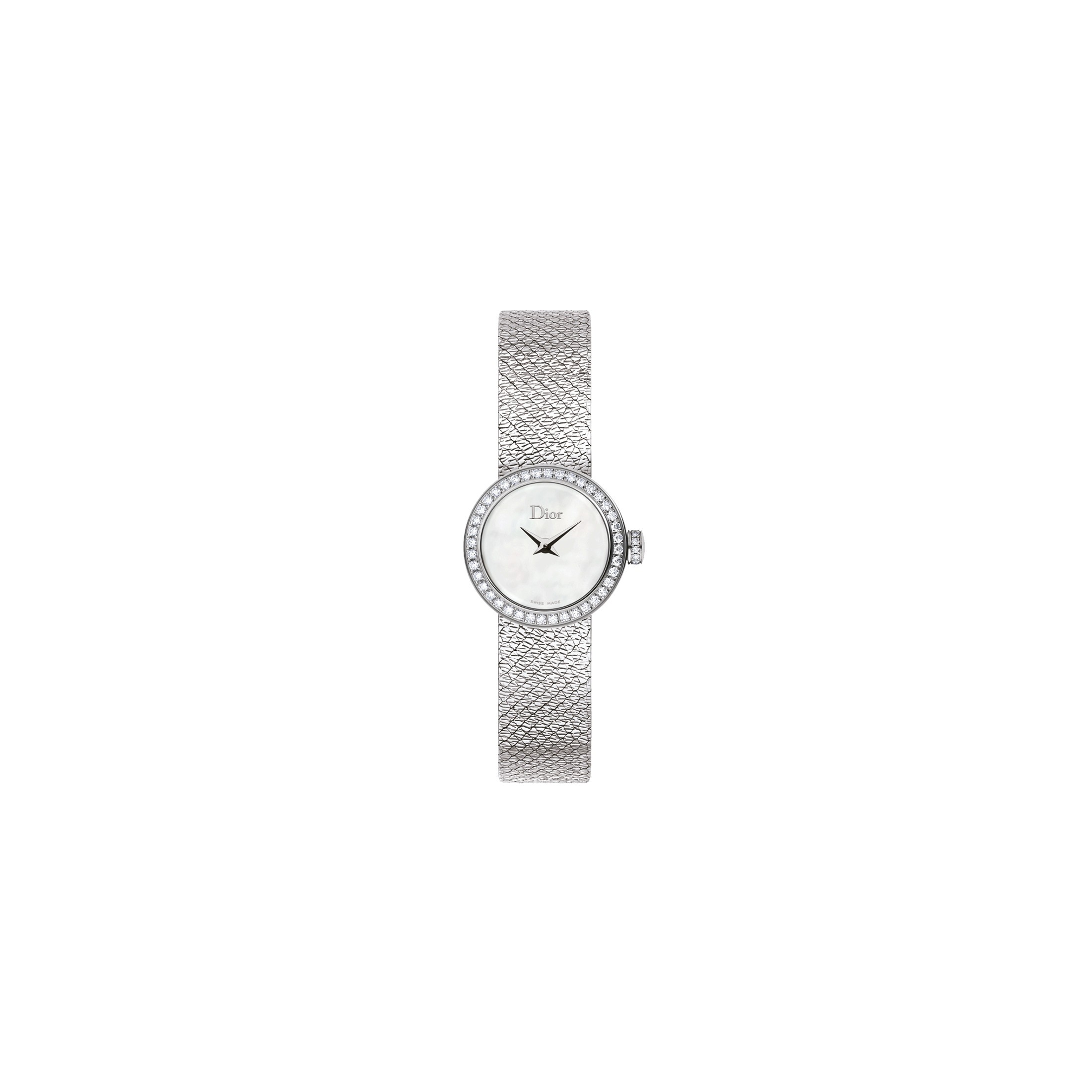 Mini D de Dior Satine quartz steel dial white 19 mm - Lepage