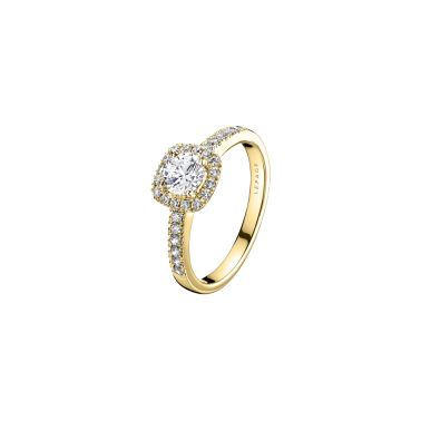 Lepage Madame Rose engagement ring in yellow gold and diamonds