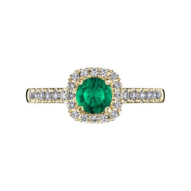 Solitaire Lepage Madame Rose en or jaune émeraude et diamants