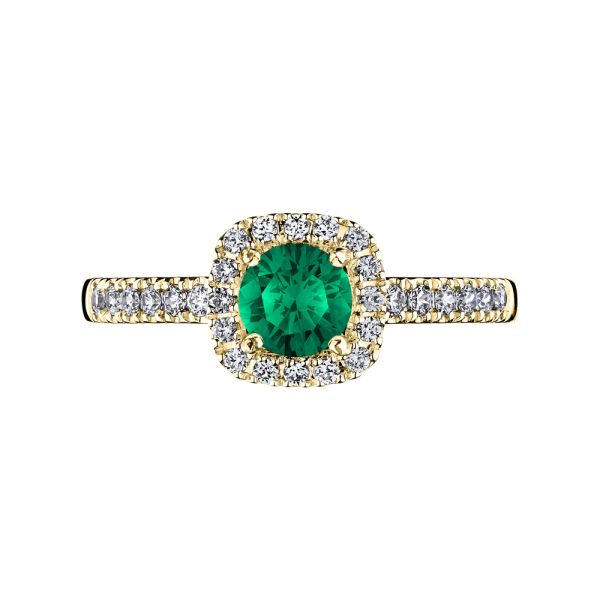 Solitaire Lepage Madame Rose en or jaune émeraude et diamants