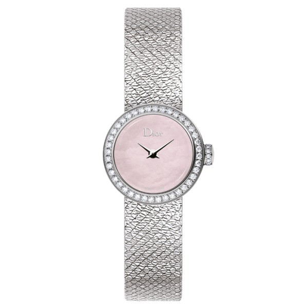 Montre Mini D de Dior Satine cadran nacre rose bracelet acier 19 mm