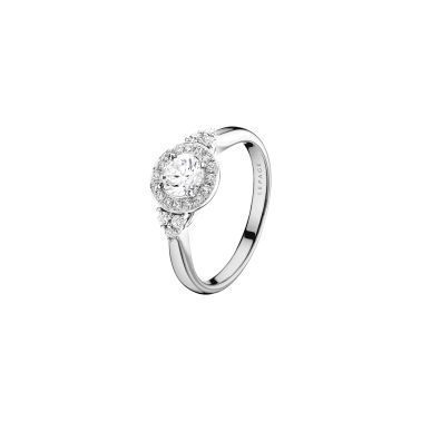 Lepage Pompadour solitaire ring in white gold and diamonds