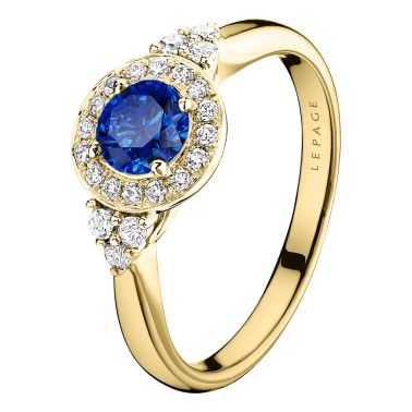 Solitaire Lepage Pompadour en or jaune saphir et diamants