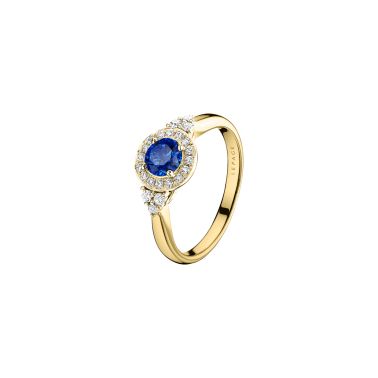 Solitaire Lepage Pompadour en or jaune saphir et diamants