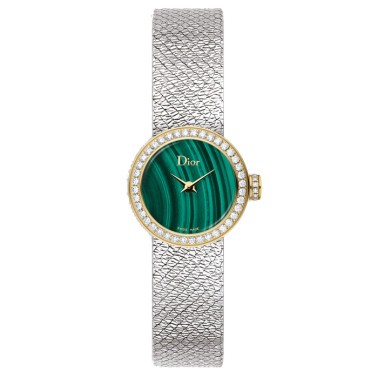 Montre Mini D de Dior Satine cadran malachite bracelet acier 19 mm
