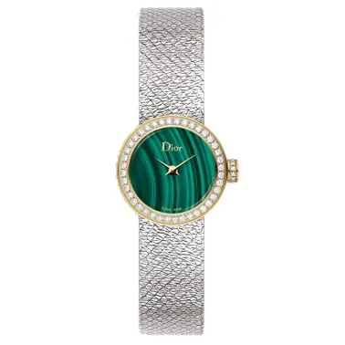Montre Mini D de Dior Satine cadran malachite bracelet acier 19 mm