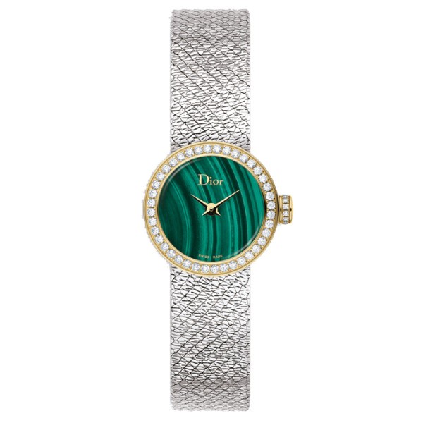 Montre Mini D de Dior Satine cadran malachite bracelet acier 19 mm