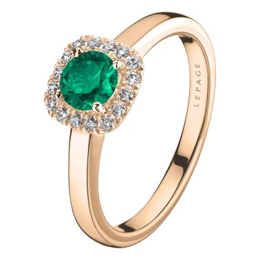 Lepage Jolie-Rose engagement ring in rose gold, emerald and diamonds