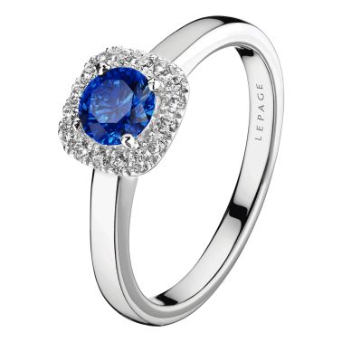Lepage Jolie-Rose engagement ring in white gold, sapphire and diamonds