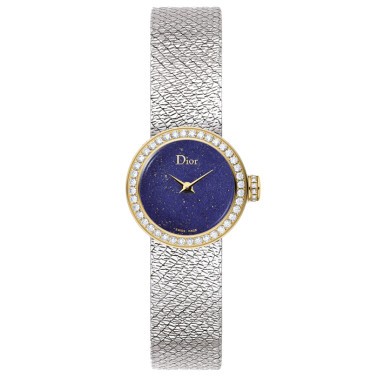 Mini D de Dior Satine quartz watch lapis lazuli dial steel bracelet 19 mm