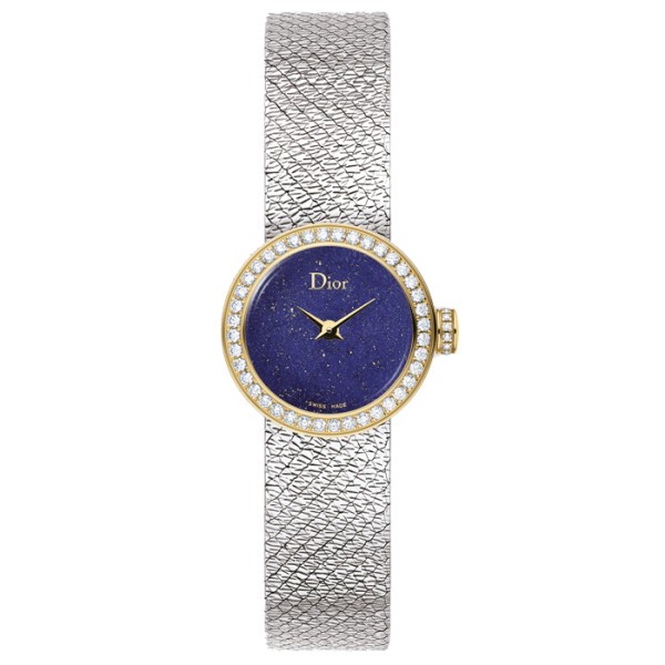 Montre Mini D de Dior Satine cadran lapis lazuli bracelet acier 19 mm