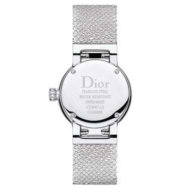 Montre D de Dior Satine cadran nacre blanche index diamants 25 mm
