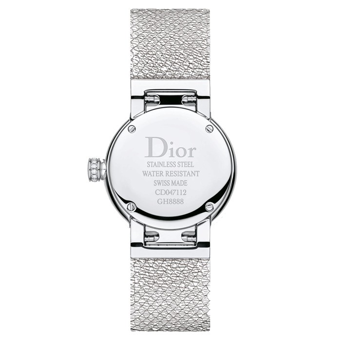 Montre D de Dior Satine cadran nacre blanche index diamants 25 mm