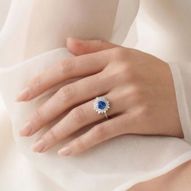 Bague Lepage Dentelle en or blanc, saphir et diamants