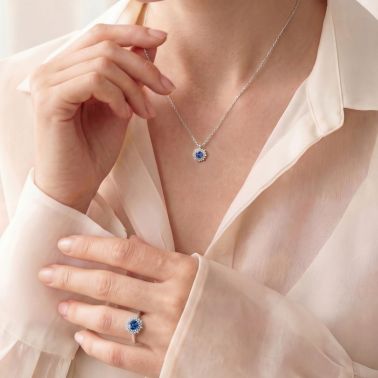 Collier Lepage Dentelle en or blanc, saphir et diamants