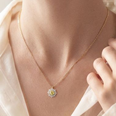 Lepage Dentelle necklace in yellow gold, yellow sapphire and diamonds