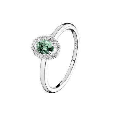 Lepage Antoinette ring in white gold, green sapphire and diamonds