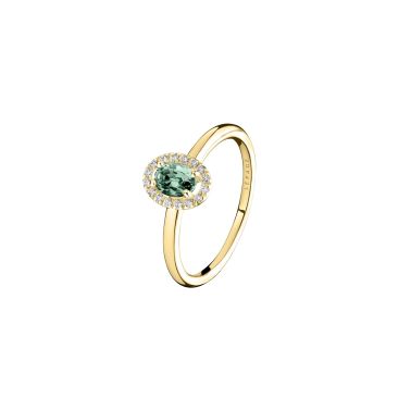 Lepage Antoinette ring in yellow gold, green sapphire and diamonds