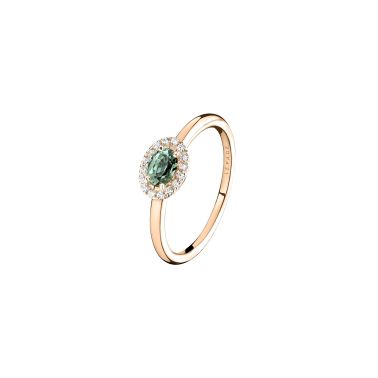Lepage Eleanor ring in rose gold, green sapphire and diamonds