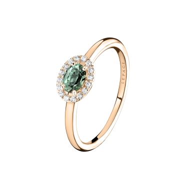 Bague Lepage Eleanor en or rose, saphir vert et diamants