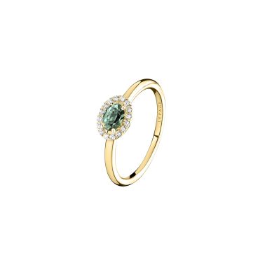 Lepage Eleanor ring in yellow gold, green sapphire and diamonds