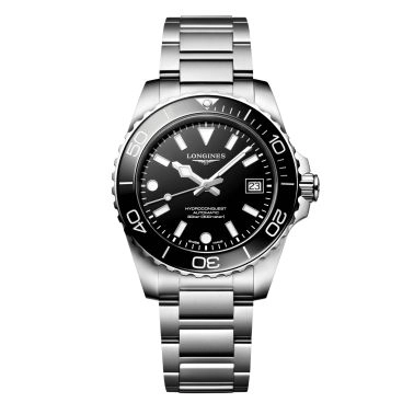 Longines HydroConquest automatic black dial steel bracelet 39 mm