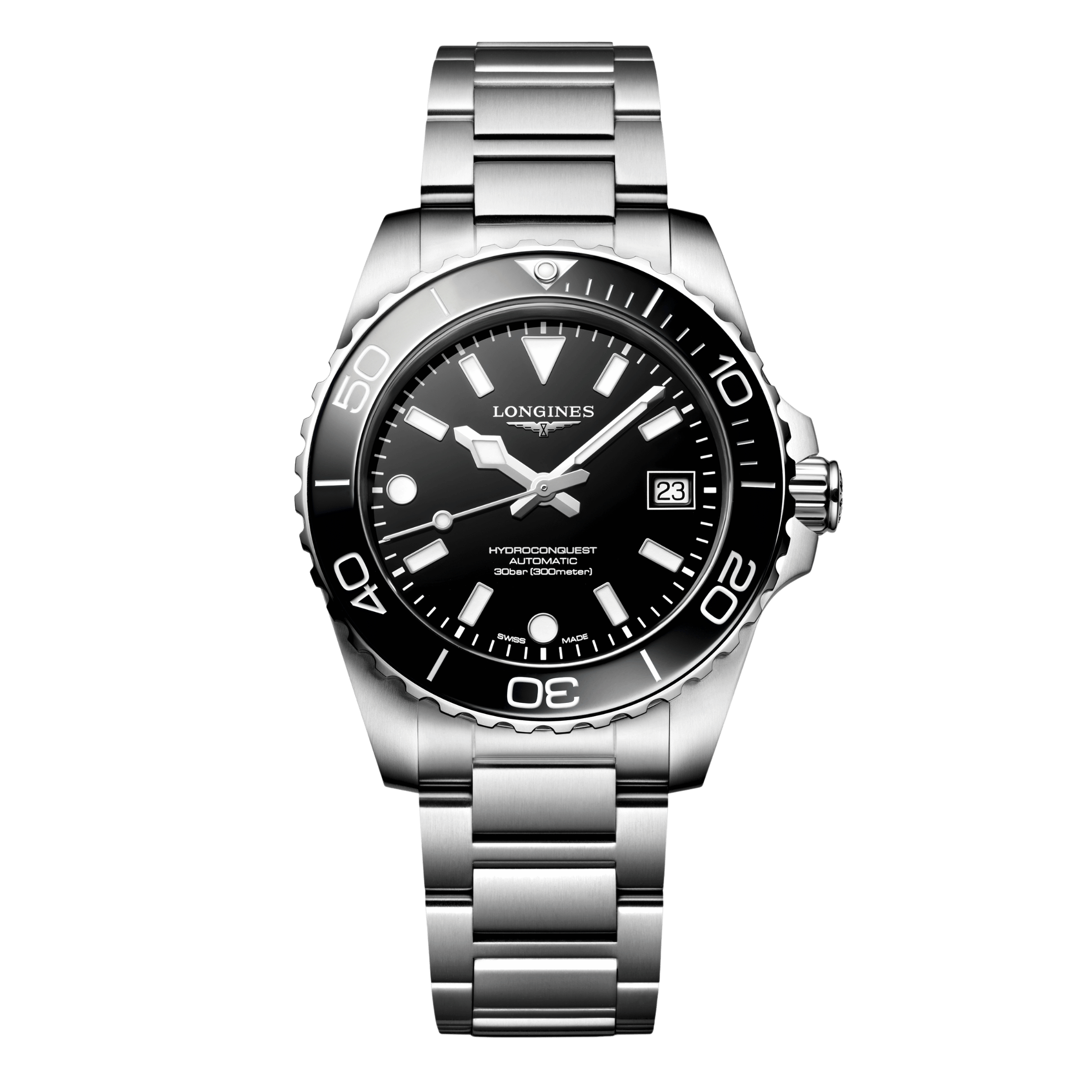 Montre Longines HydroConquest automatique cadran noir bracelet acier 39 mm
