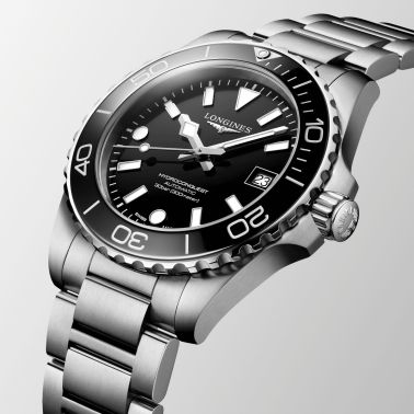 Longines HydroConquest automatic black dial steel bracelet 42 mm
