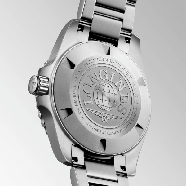 Longines HydroConquest automatic black dial steel bracelet 42 mm