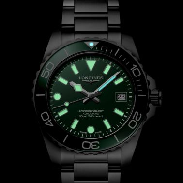 Longines HydroConquest automatic green dial steel bracelet 42 mm