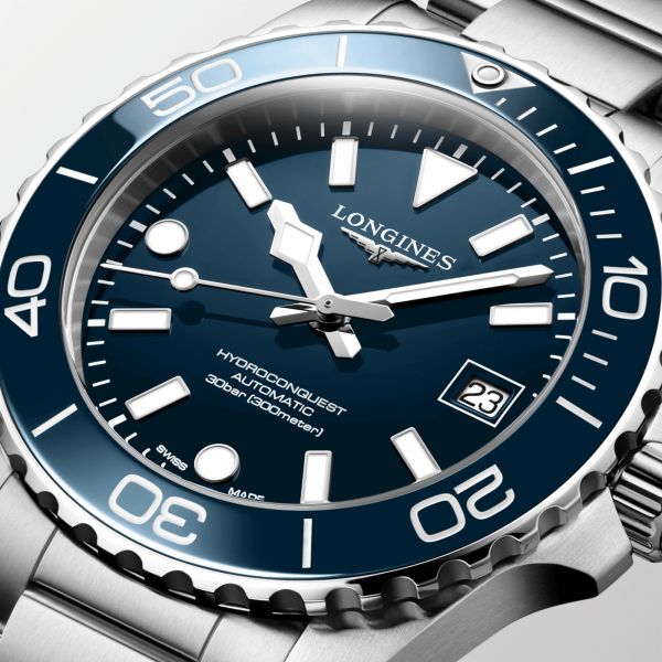Longines HydroConquest automatic blue dial steel bracelet 42 mm