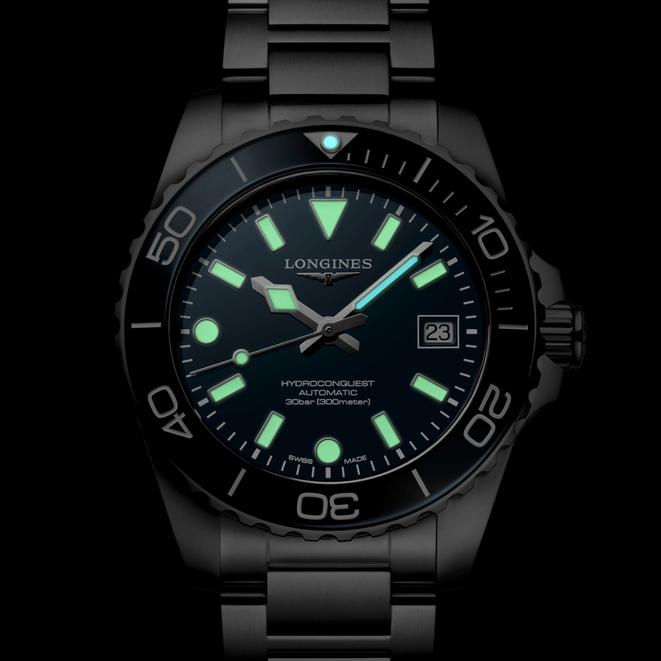 Longines HydroConquest automatic blue dial steel bracelet 42 mm