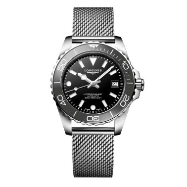 Longines HydroConquest automatic black dial milanese bracelet 39 mm