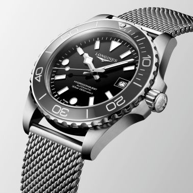 Longines HydroConquest automatic black dial milanese bracelet 42 mm