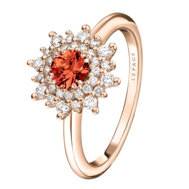 Lepage Dentelle ring in rose gold, orange sapphire and diamonds